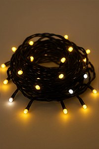 PISCA AMARELO COM PONTOS BRANCOS FIO PRETO 10M 110V