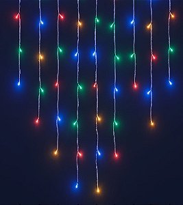 PISCA CASCATA FIO TRANSPARENTE 5M 100 LEDS COLORIDO 110V