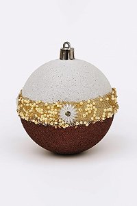 BOLA NATALINA DECORADA 8CM VERM/BR