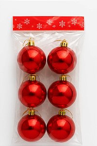 KIT BOLA NATALINA 6CM 6 UNIDADES VERMELHA