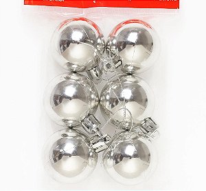 KIT BOLA NATALINA 4CM 6 UNIDADES PRATA