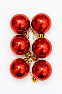 KIT BOLA NATALINA 4CM 6 UNIDADES VERMELHA