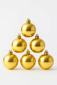 KIT BOLA NATALINA 4CM 6 UNIDADES DOURADA