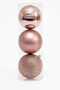 KIT BOLA NATALINA C/3 10CM ROSE GOLD