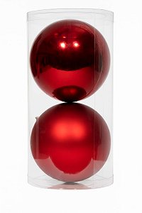 BOLA NATALINA 12CM 2 UNIDADES VERMELHO