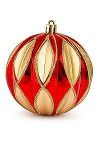 BOLA NATALINA DECORADA 10CM VERMELHO