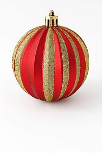 BOLA NATALINA DECORADA 10CM VERM/DOU