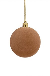 BOLA NATALINA VELUDO 10CM MARROM