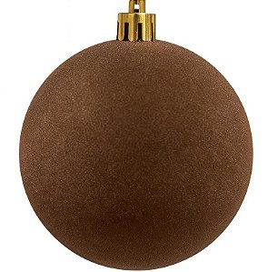 BOLA NATALINA VELUDO 15CM MARROM
