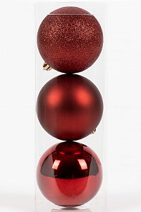 BOLA NATALINA 10CM 3UNIDADES GRENA