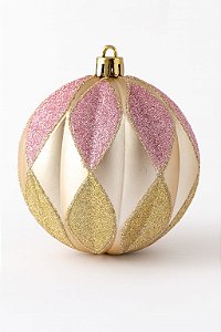 BOLA NATALINA DECORADA 10CM ROSA/DOU