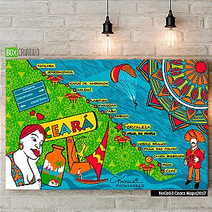 Quadro Tela em Canvas - Mapa Ceará - Coleção Mônica Fuchshuber