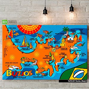 Quadro Tela em Canvas - Mapa Búzios - Coleção Mônica Fuchshuber