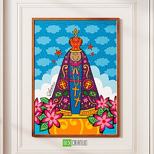 Quadro Nossa Senhora Aparecida - Moldura com vidro A4