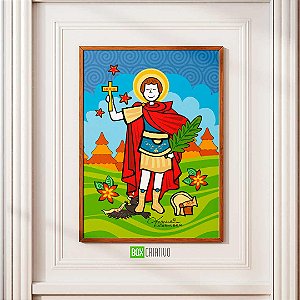 Quadro Santo Expedito  - Moldura com vidro A4