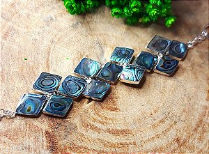 Pulseira prata 925 com abalone