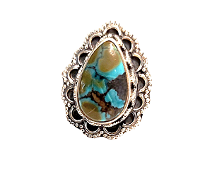Anel prata 925 gota pedra natural turquesa