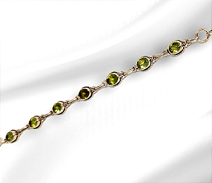 Pulseira prata 925 com pedra natural peridoto