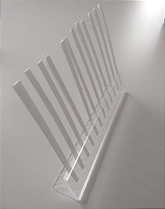 054 PORTA FITAS (FINA) - RÉGUA  GRANDE - COR TRANSPARENTE 5x4x22,6 para 12 fitas até 0,6mm cada