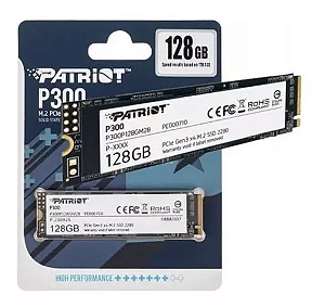 SSD 128gb Patriot P300 M.2 2280 Pcie 3x4 Nvme 1.3 Leitura 1600mb/s Gravação 600mb/s
