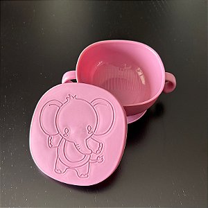 Bowl c/ Tampa e Ventosa Elefante Rosa