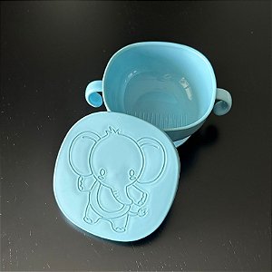 Bowl c/ Tampa e Ventosa Elefante Azul