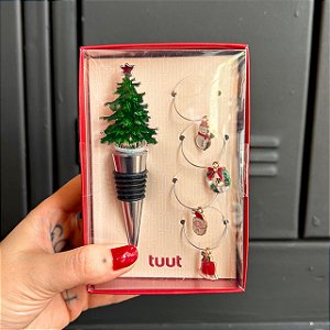 Tampa p/ Garrafa c/ Marca Taças Christmas - 5 peças