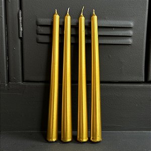 Vela Gold 25 cm - 4 peças