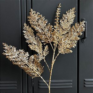 Galho Decorativo Flocado Folhas 70 cm