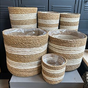 Cachepot Stripes Sea Grass - 6 peças