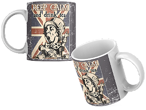 Caneca Keep Calm and Drink Tea Alice Chapeleiro