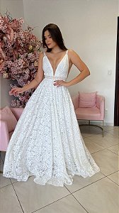 VESTIDO MIDI EM LAISE COM LAÇO PARA CASAMENTO CIVIL, BATIZADO, CULTO E -  Malva Charme