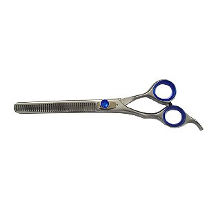 Tesoura Profissional Semi Dentada para CANHOTO Prata 8"
