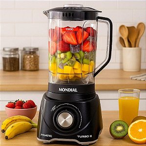 Liquidificador Mondial 3 Velocidades Preto/Cinza 550w L-93-BG 110v (Sem filtro, copo 2,2L)