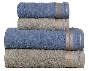 Jogo de Toalhas Banhão 4 peças 100% algodão Sublime - Gris e Azul Egito