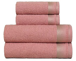Jogo de Toalhas Banhão 4 peças 100% algodão Sublime - Rosa Crochê