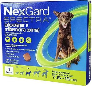 Antipulgas e Carrapatos Nexgard Spectra M Para Cães de 7,6 a 15 Kg - 1 Comprimido