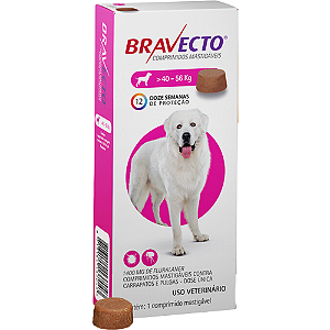 Antipulgas e Carrapatos Bravecto 1400 mg Comprimido Para Cães de 40 a 56 Kg - 1 Tablete