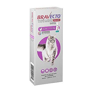 Antipulgas Bravecto Plus Transdermal Para Gatos de 6,25 a 12,5 Kg - 1 Pipeta