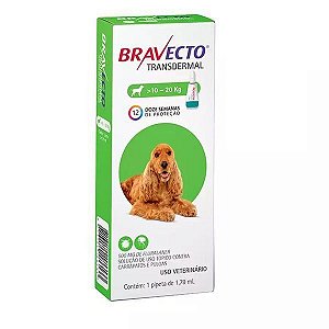 Antipulgas e Carrapatos Bravecto Transdermal Para Cães de 10 a 20 Kg - 1 Pipeta