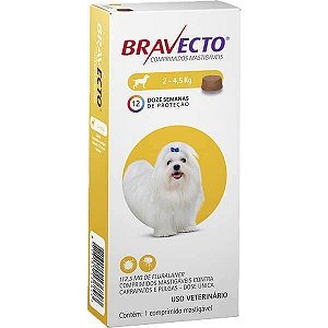 Antipulgas e Carrapatos Bravecto Transdermal Para Cães de 2 a 4,5 Kg - 1 Pipeta