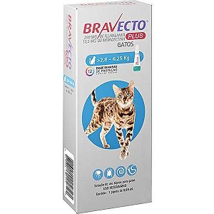 Antipulgas Bravecto Transdermal Para Gatos de 2,8 a 6,25 Kg - 1 Pipeta