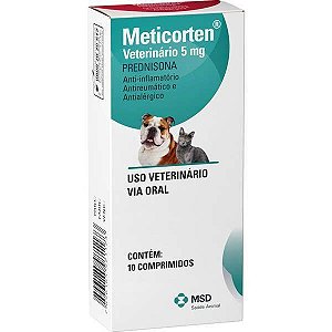 Meticorten 5 mg Para Cães e Gatos - 10 Comprimidos