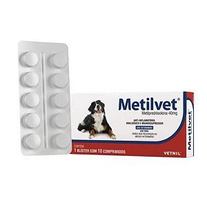 Metilvet 40 mg Para Cães - 10 Comprimidos