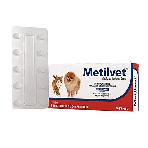 Metilvet 5 mg Para Cães e Gatos - 10 Comprimidos