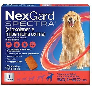 Antipulgas e Carrapatos Nexgard Spectra GG Para Cães de 30,1 a 60 Kg - 1 Comprimido