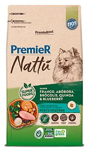 Ração Premier Nattu Para Cães Adultos de Porte Pequeno Sabor Frango, Abóbora, Brócolis, Quinoa e Blueberry