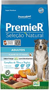Ração Premier Seleção Natural Para Cães Adultos Sabor Frango com Chia e Quinoa 12 Kg