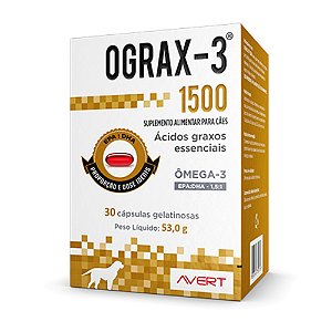 Suplemento Ograx-3 1500 mg Para Cães - 30 Cápsulas