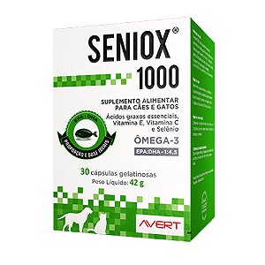 Suplemento Seniox 1000 mg Para Cães e Gatos - 30 Cápsulas